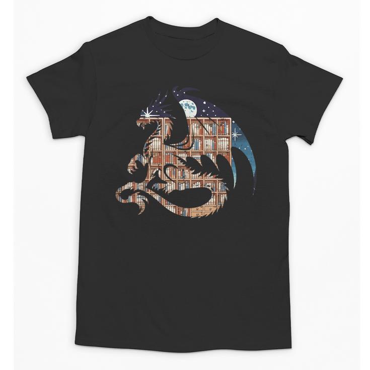 Dragon Silhouette Books Librarian Bookworm Women Men Kids Unisex T-Shirt