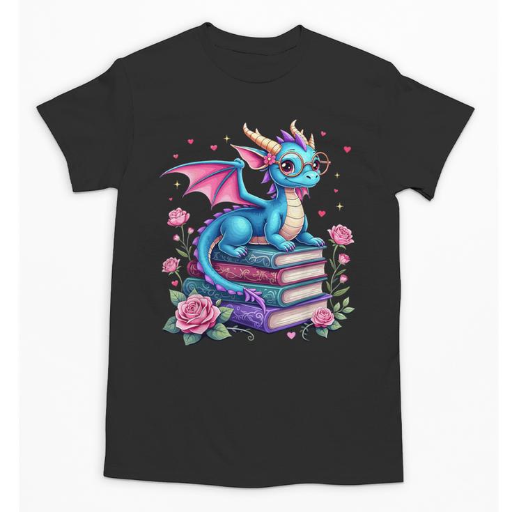 Dragons And Books Dragon Reading Book Lover Girl Bookworm Unisex T-Shirt