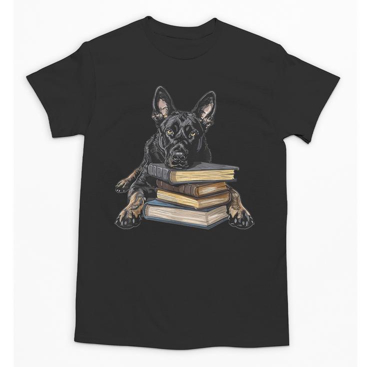 Dutch Shepherd Books Reading Dog Breed Graphic Unisex T-Shirt