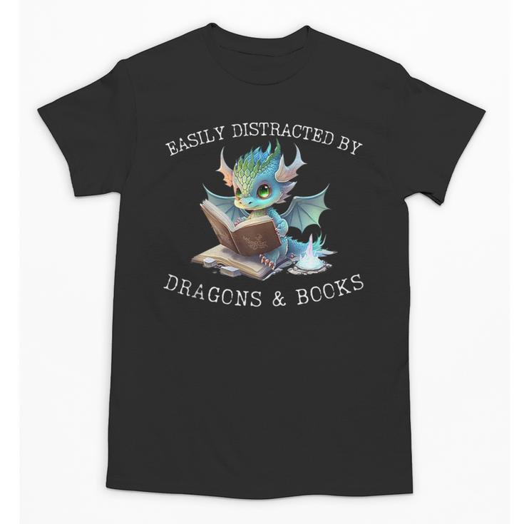 Easily Distracted By Dragons And Books Introvert Shirt Unisex T-Shirt