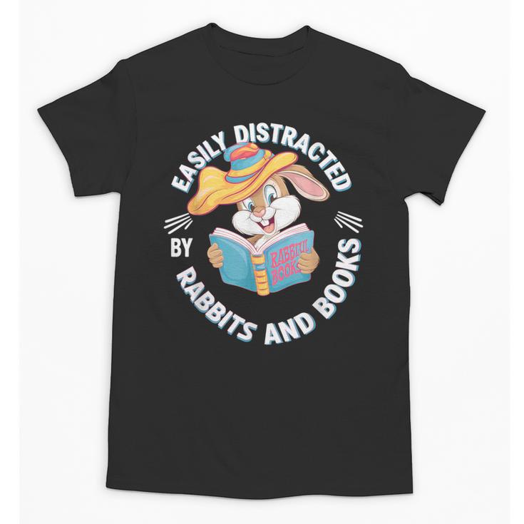 Easily Distracted By Rabbits And Books Reading Unisex T-Shirt