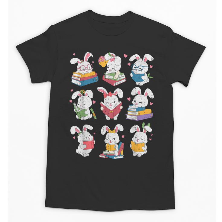 Easter Teacher Cute Bunny Reding Books Librarian Bookworm Unisex T-Shirt