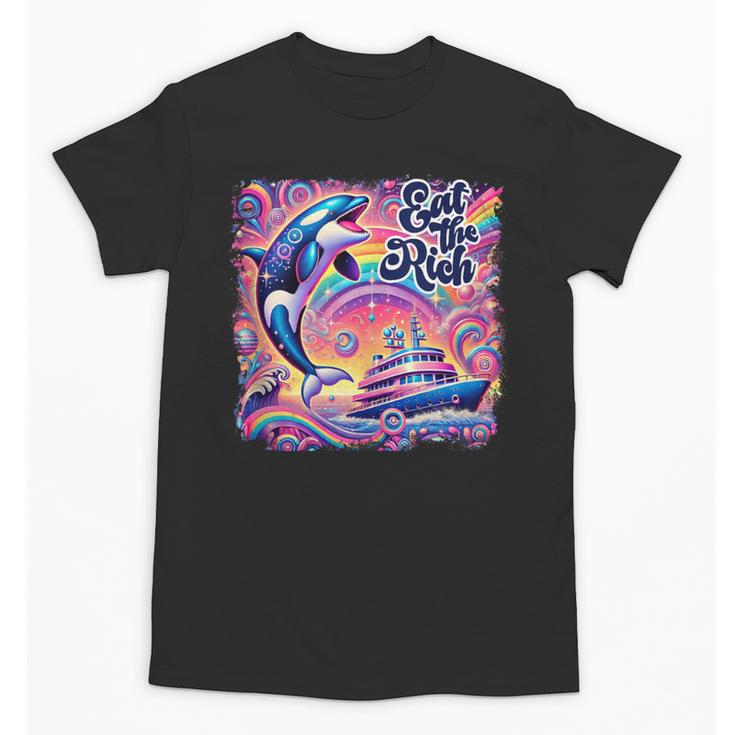EAT THE RICH 90S NOSTALGIA WHALE ORCA YAHCT RETRO Unisex T-Shirt