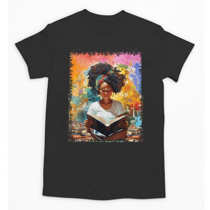 Educated Afro Girl Reading Book Lover History Month Unisex T-Shirt