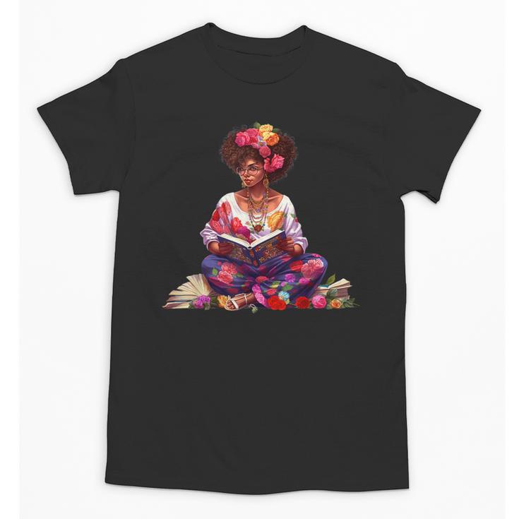 Educated Melanin Queen Afro Women Reading Book History Unisex T-Shirt