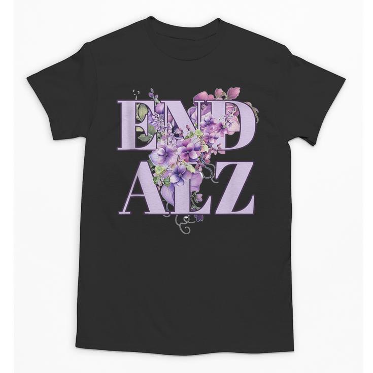 End ALZ Floral Dementia Memory Loss Alzheimer Awareness Unisex T-Shirt