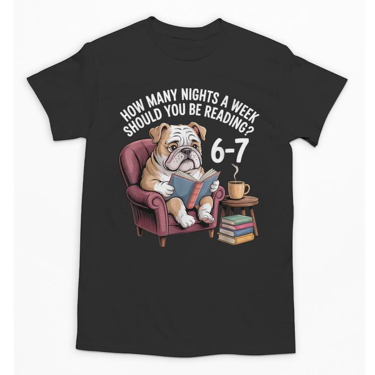 English Bulldog Dog Reading Book 67 Six Seven Meme Unisex T-Shirt