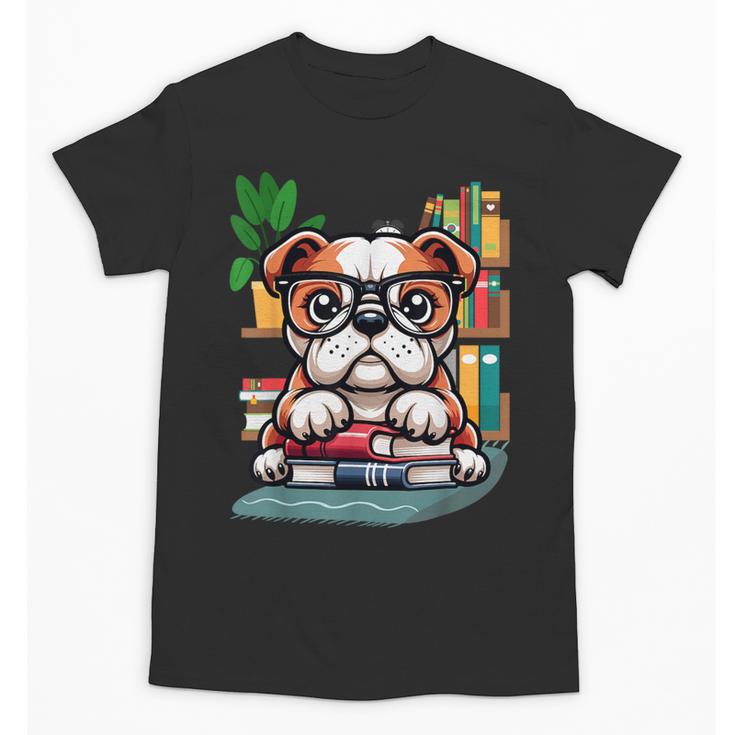 English Bulldog Reading a Book Dog Unisex T-Shirt