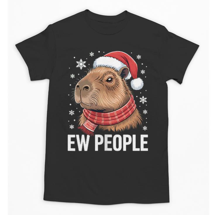 Ew People Capybara Christmas Introvert Holiday Humor Unisex T-Shirt