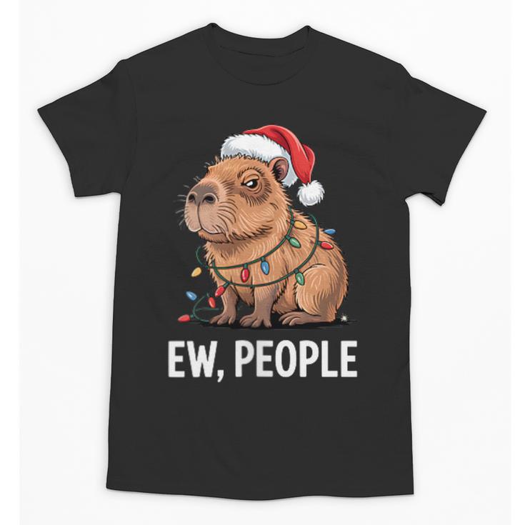 Ew People Capybara Christmas Lights Introvert Humor Unisex T-Shirt
