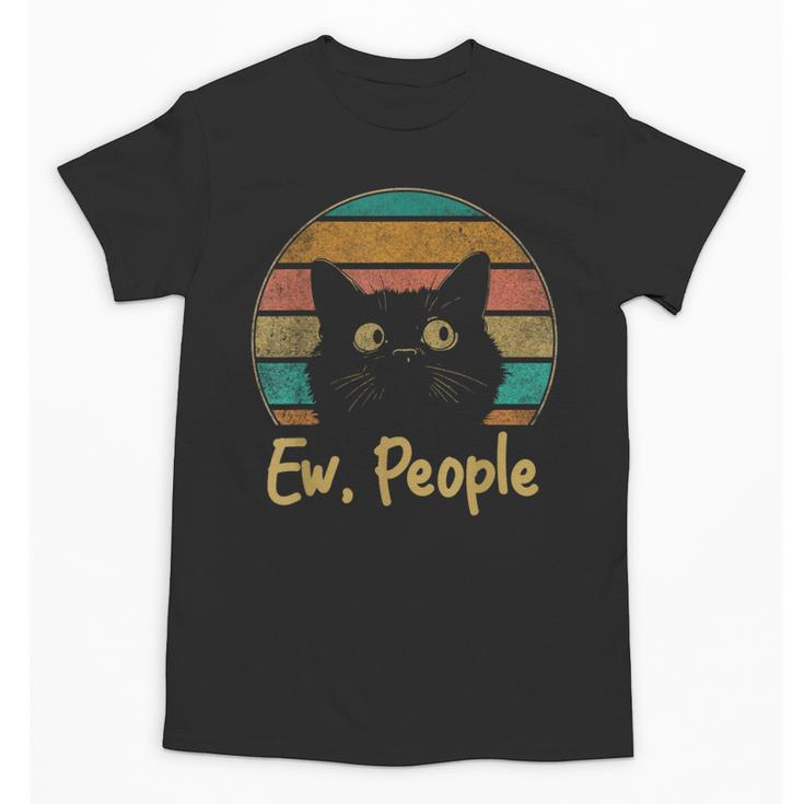 Ew People Retro Cat Lover Social Introvert Unisex T-Shirt