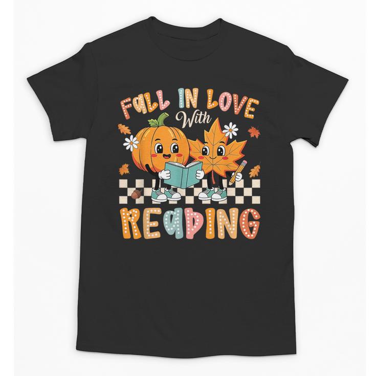 Fall In Love With Reading Thanksgiving Pumpkin Book Lover Unisex T-Shirt
