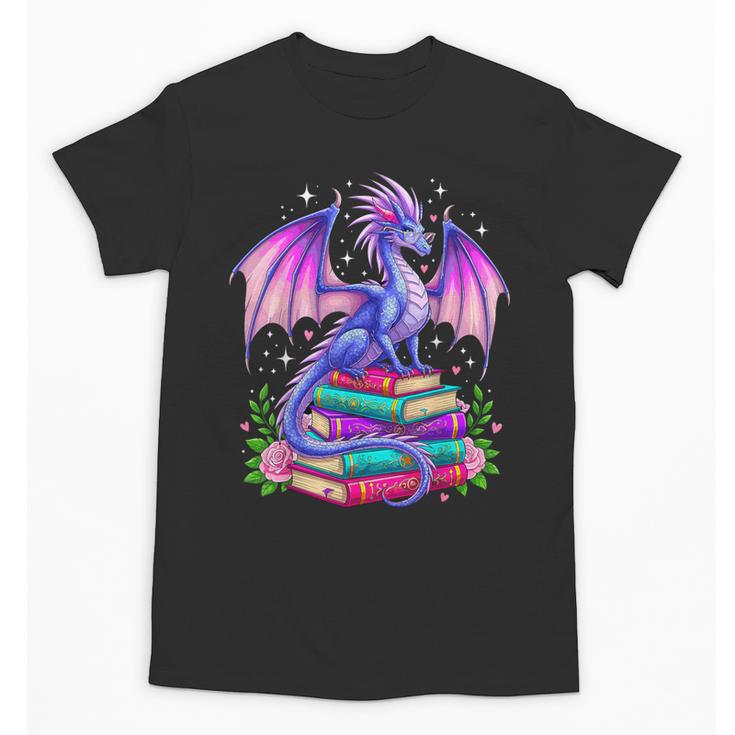 Fantasy Dragon Reading Books Bookworm Unisex T-Shirt