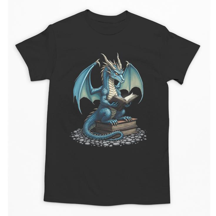 Fantasy Dragon Reading Magical Book Lover Halloween Vibes Unisex T-Shirt