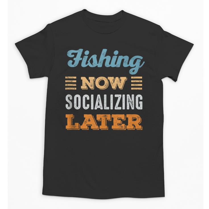 Fishing Now Minimal Socializing Introvert Vintage Unisex T-Shirt