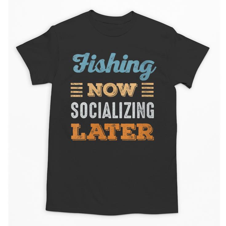 Fishing Now Minimal Socializing Introvert Vintage Unisex T-Shirt
