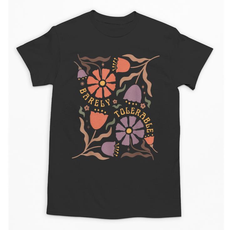 Floral Pride & Prejudice Barely Tolerable Book Lover Bookish Unisex T-Shirt