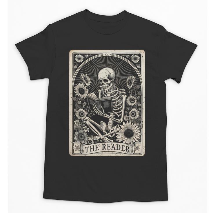 Floral The Reader Tarot Card Skeleton Reading Book Unisex T-Shirt
