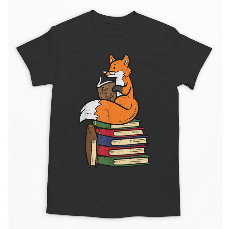 Fox Books Read Reading Librarian America Men Women Kids Unisex T-Shirt