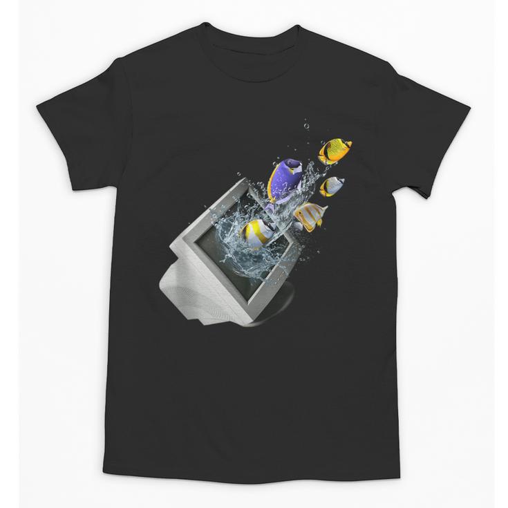 Frutiger Aero Aesthetic Tech Computer Aquarium Fishes Unisex T-Shirt