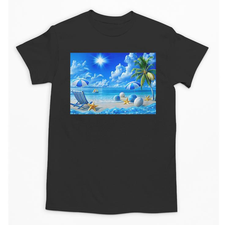 Frutiger Aero Beach Y2k Aesthetic Palm Tree Sand Ocean Unisex T-Shirt