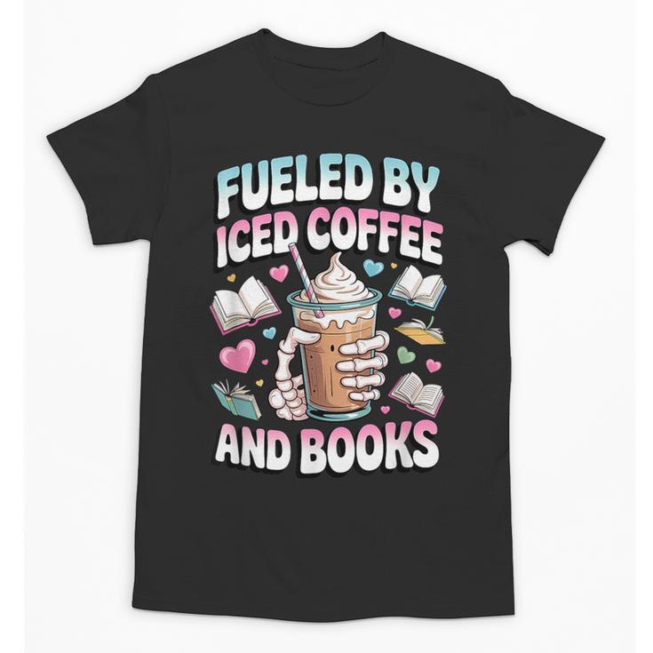 Fueled By Iced Coffee And Books Book Lover Retro Unisex T-Shirt