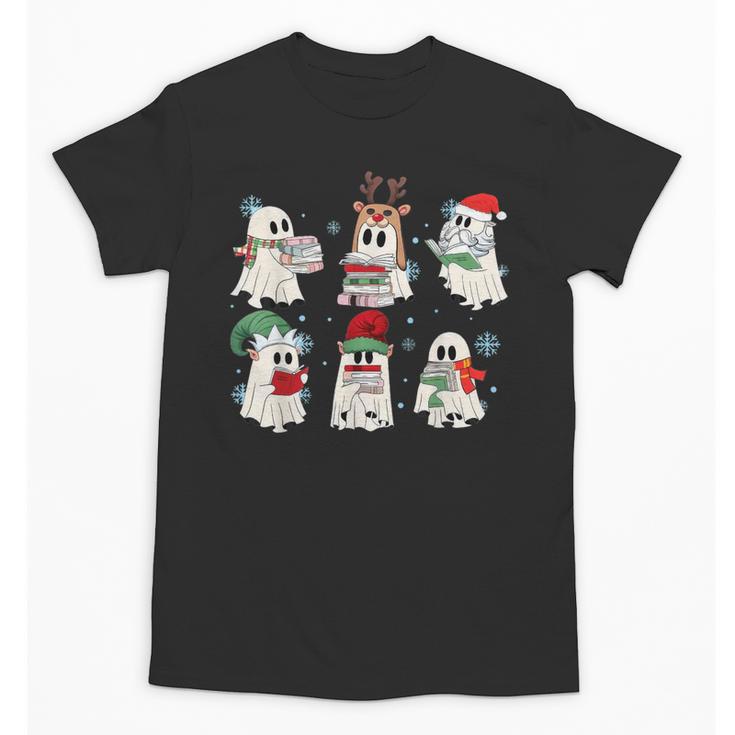 Ghost Santa Elf Squad Read Books Bookish Librarian Christmas Unisex T-Shirt