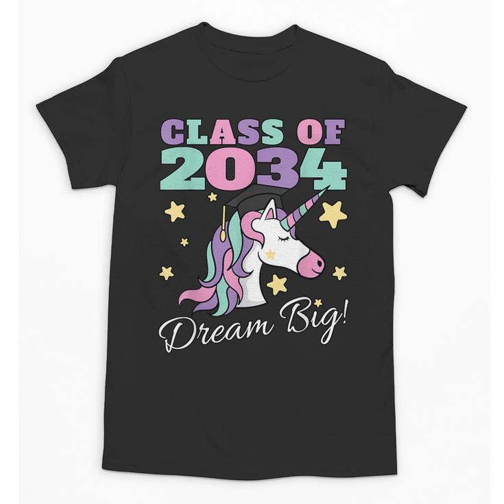 Girls Class Of 2034 Magical Unicorn Graduation Cap Unisex T-Shirt