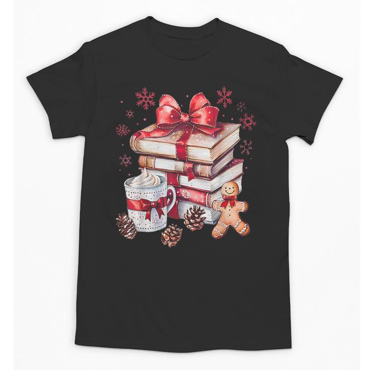 Girly Coquette Gingerbread Books And Hot Cocoa Cozy Season Unisex T-Shirt
