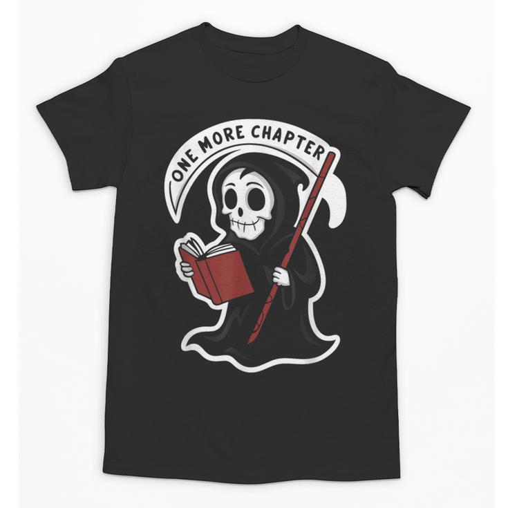 Grim Reaper Bookworm Cute Book Reading Halloween Unisex T-Shirt