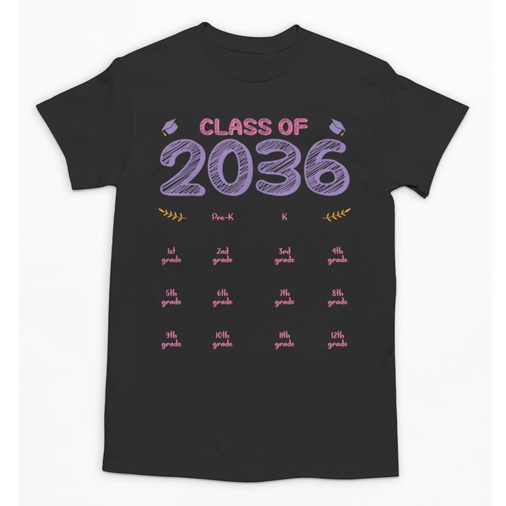 Grow With Me Graduation First Day Of School Class Of 2036 Unisex T-Shirt