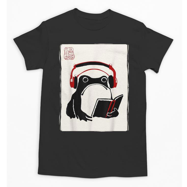 Grumpy Frog Books Music Kawaii Ink Japanese Unisex T-Shirt