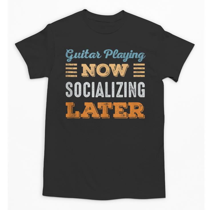 Guitar Playing Now Minimal Socializing Introvert Vintage Unisex T-Shirt