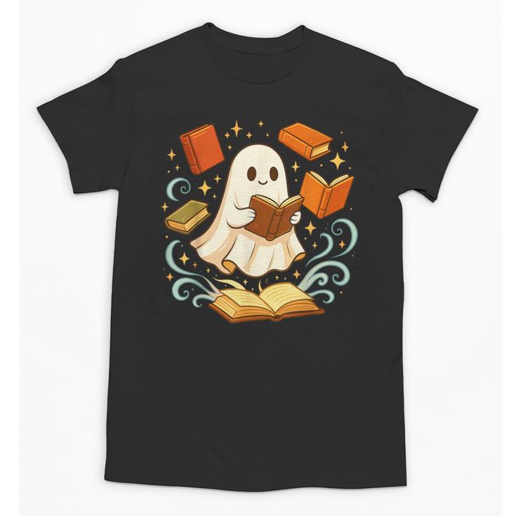 Halloween Cute Ghost Shirt Reading Books Ghost Unisex T-Shirt