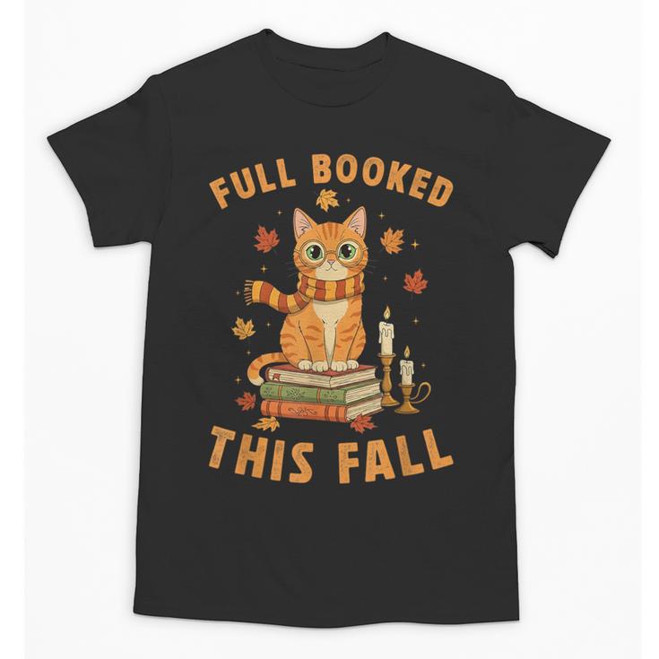 Halloween Fully Booked This Fall Book Ginger Cat Reading Unisex T-Shirt
