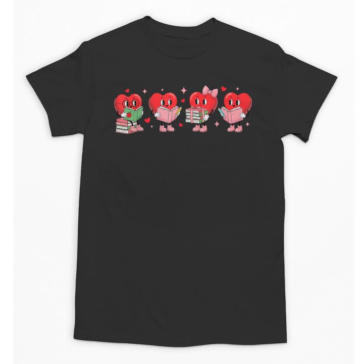 Heart Reading Books Valentine Teacher Library Book Lover Unisex T-Shirt