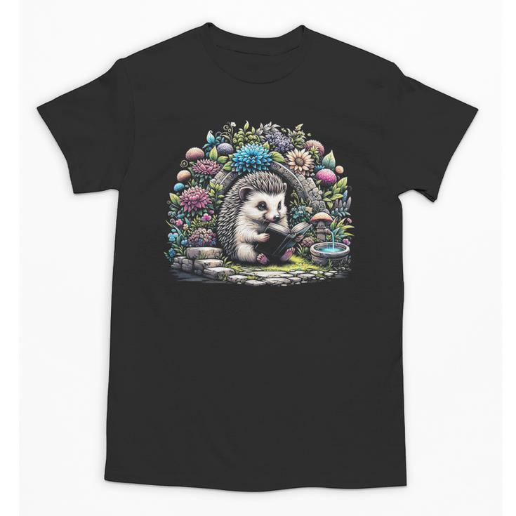 Hedgehog Reading Book Lake Scenery Reading Unisex T-Shirt