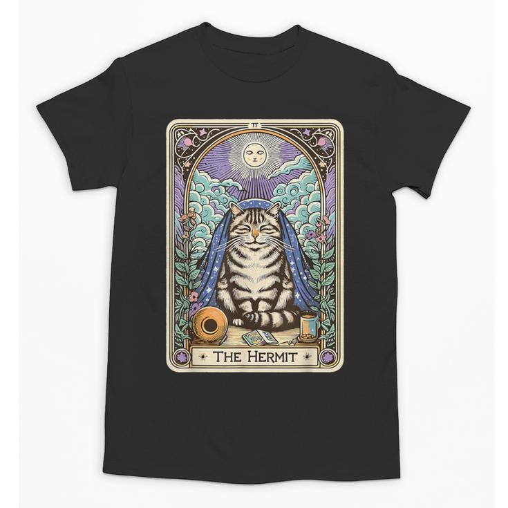 The Hermit Cat Tarot Card Introvert By Georgi Unisex T-Shirt