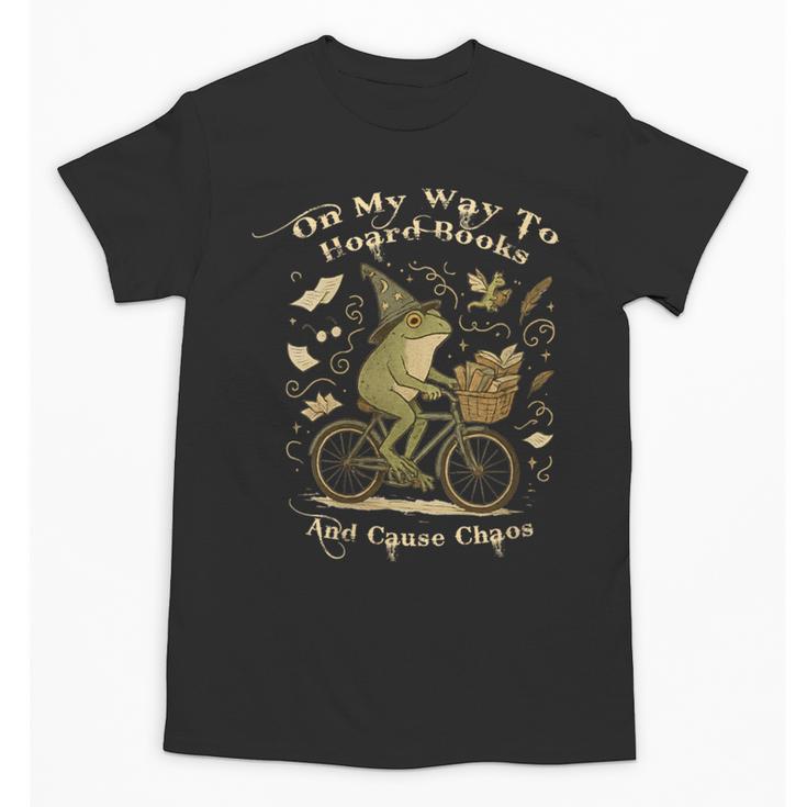 On My Way To Hoard Books And Cause Chaos Tom Foolery Frog Unisex T-Shirt