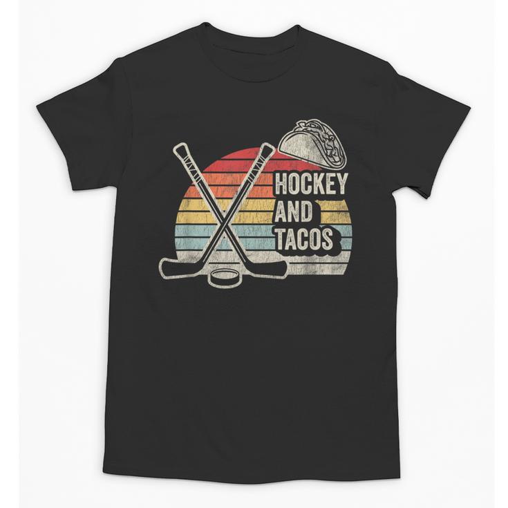 Hockey And Tacos Retro Nostalgia Lovers Unisex T-Shirt