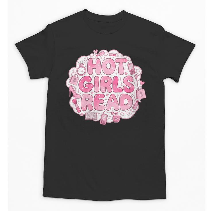 Hot Girls Read Pink Aesthetic Book Lover Reading Unisex T-Shirt
