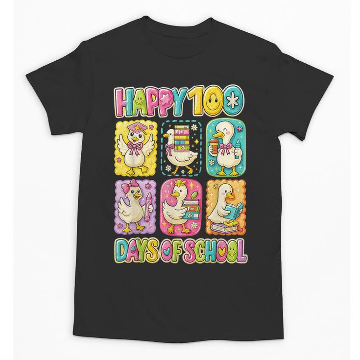 HUGvyn Happy 100 Days Of School Teacher Goose Preppy Books Unisex T-Shirt
