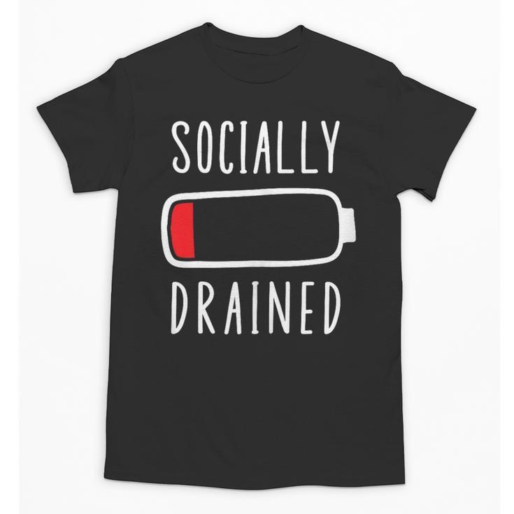 Introvert Socially Drained Battery Unisex T-Shirt