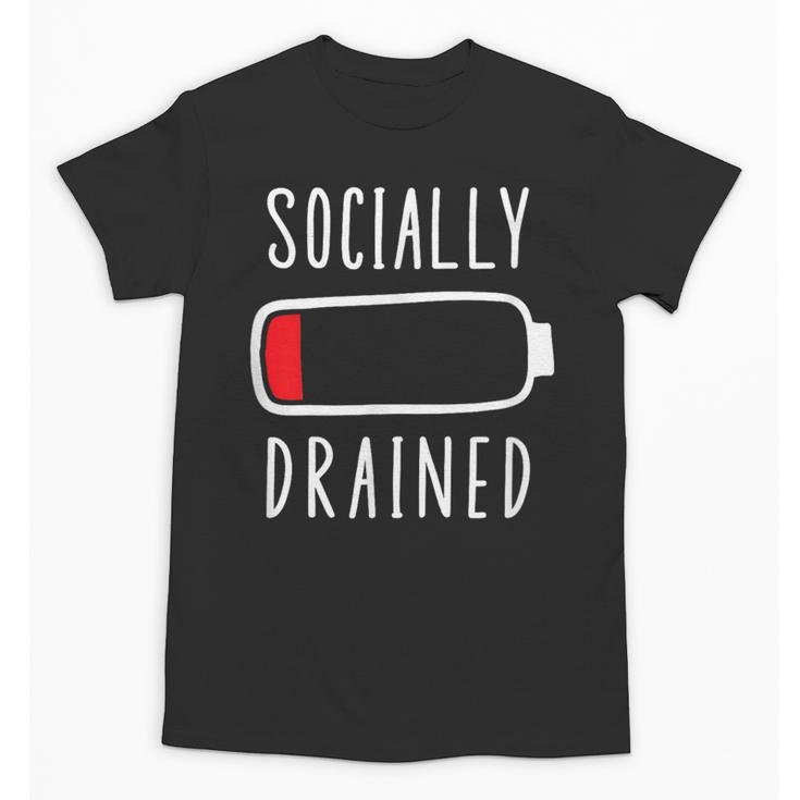 Introvert Socially Drained Battery Unisex T-Shirt
