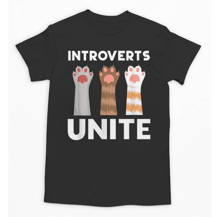 Introvert Unite Kitty Paws Raise Introverted Gathering Unisex T-Shirt