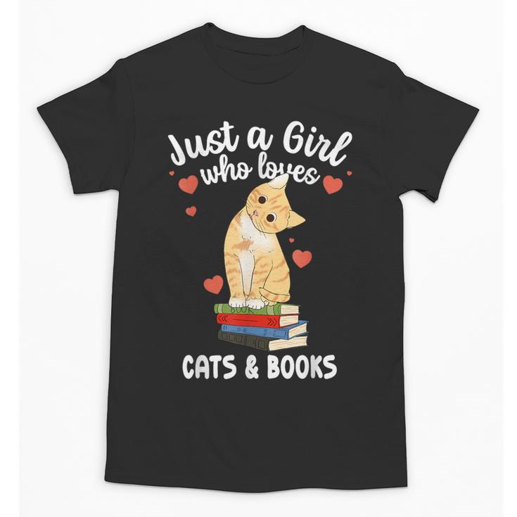 Just a Girl Who Loves Cats And Books Reading Cat & Bookworm Unisex T-Shirt