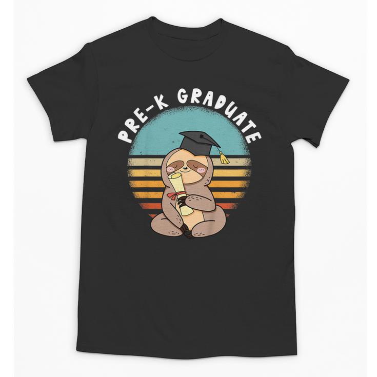Kids Pre-K Graduate Sloth Cap And Gown Cute Preschool Graduation Unisex T-Shirt