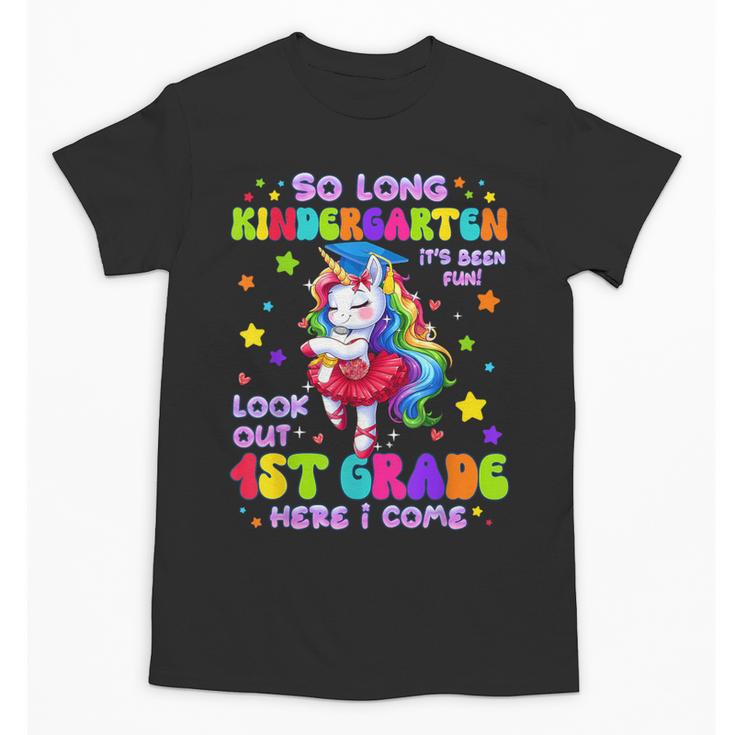 Kindergarten Graduation 2025 Graduate Girls Unicorn 1st Grad Unisex T-Shirt