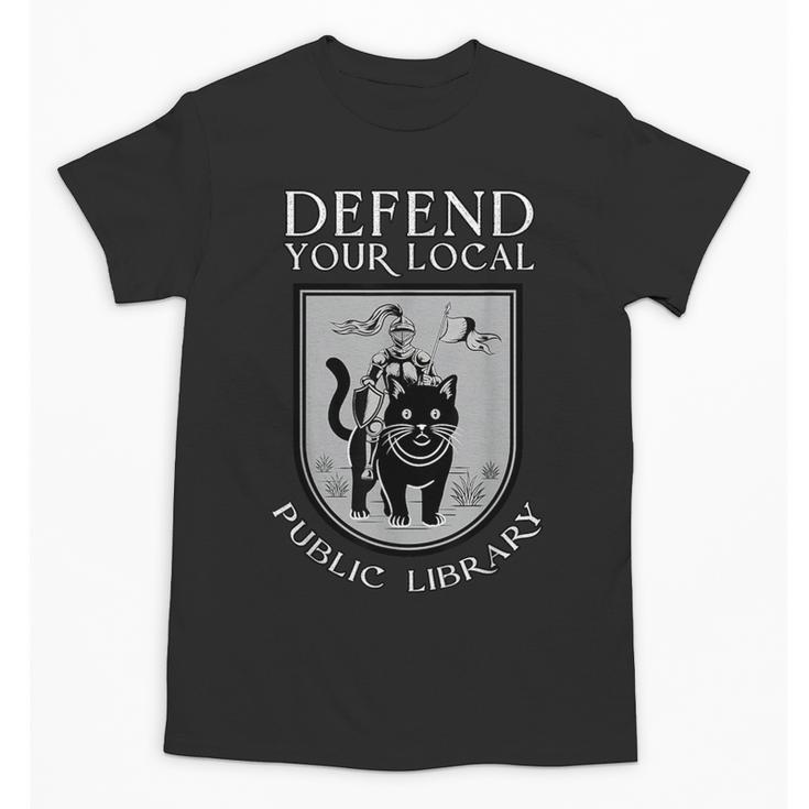 Knight Cat Defend Your Public Library Book Lover Unisex T-Shirt