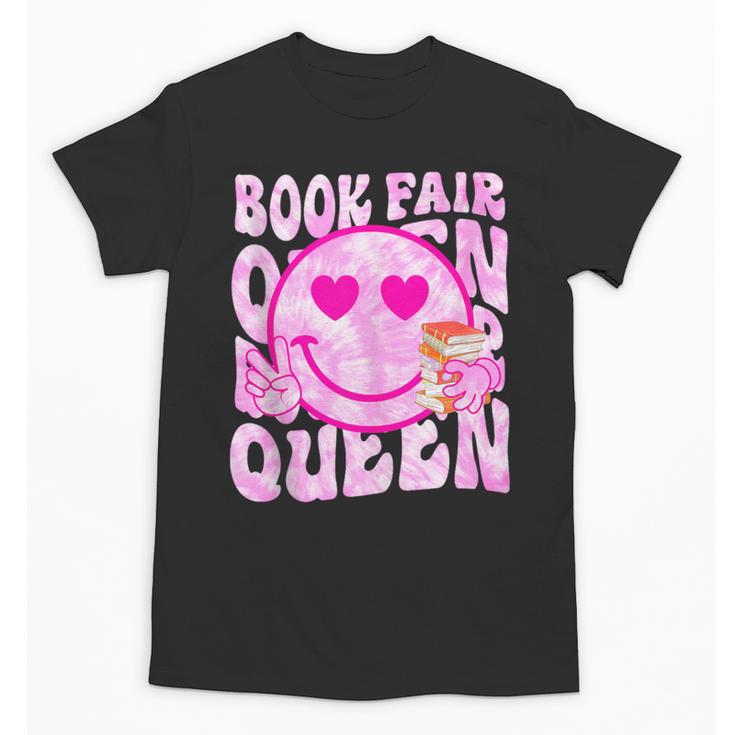 Library Book Fair Queen Vibe Groovy Tie Dye School Reading Unisex T-Shirt